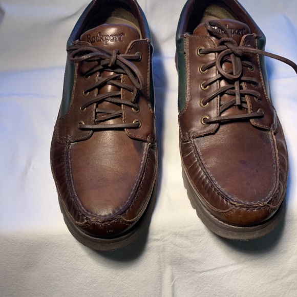 Rockport Vintage Leather Gore Tex Vibram Oxford Shoes Size 12 Brown & Green - Picture 2 of 12